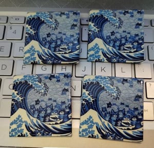 Photo from Steve Jones of their Custom 2 Square Buttons with Pin Backs